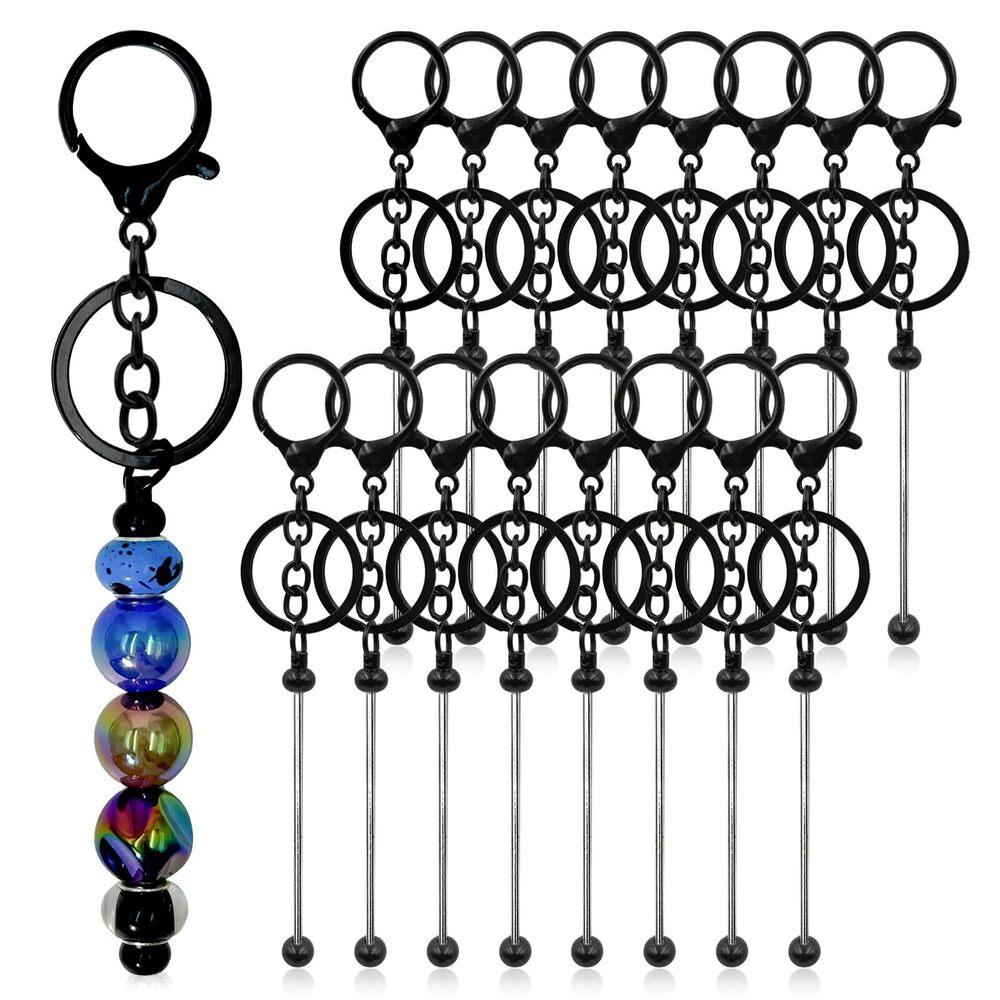 3273 28 Pcs Beadable Keychain Bars - Keychain Making Kit Bulk - Metal